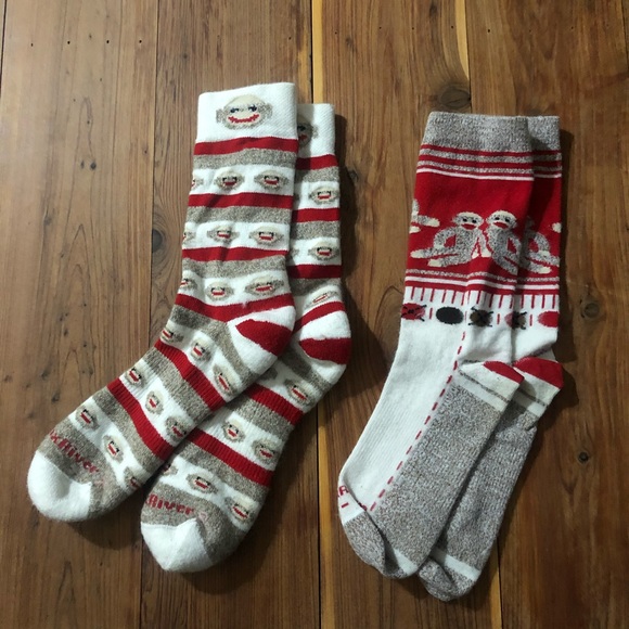 Accessories - Women’s Sock Monkey Print Socks - 2 Pairs